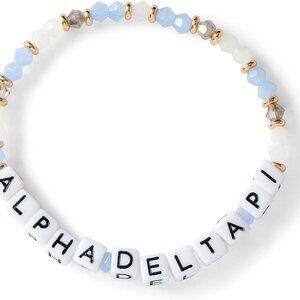 Sorority Glass Bead Bracelet Alpha Delta Pi Gold Accents Gift for Sisters